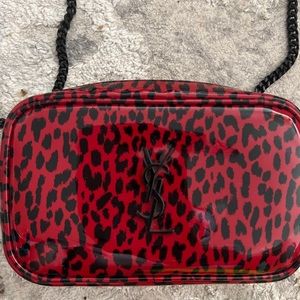 Ysl preowned red cheetah crossbody bag